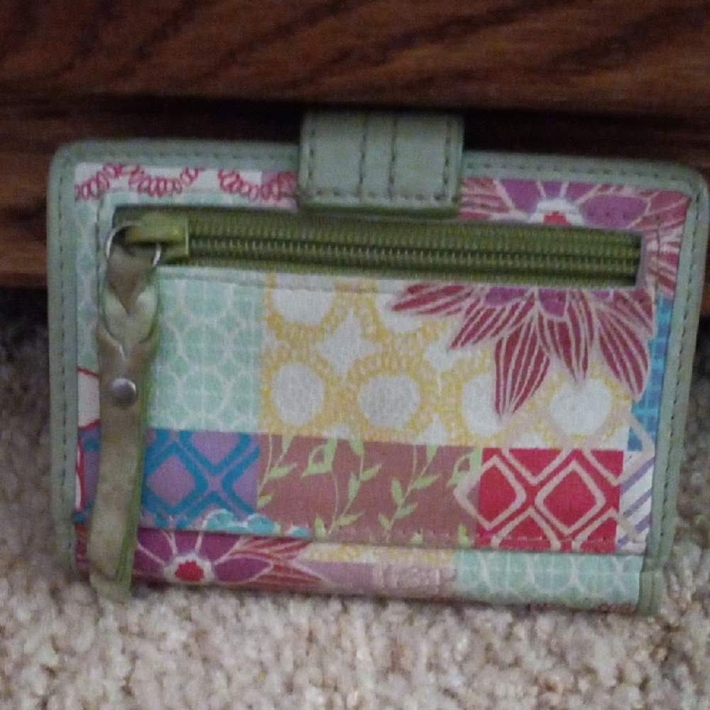 Vintage Fossil Green And Yellow Wallet - image 2